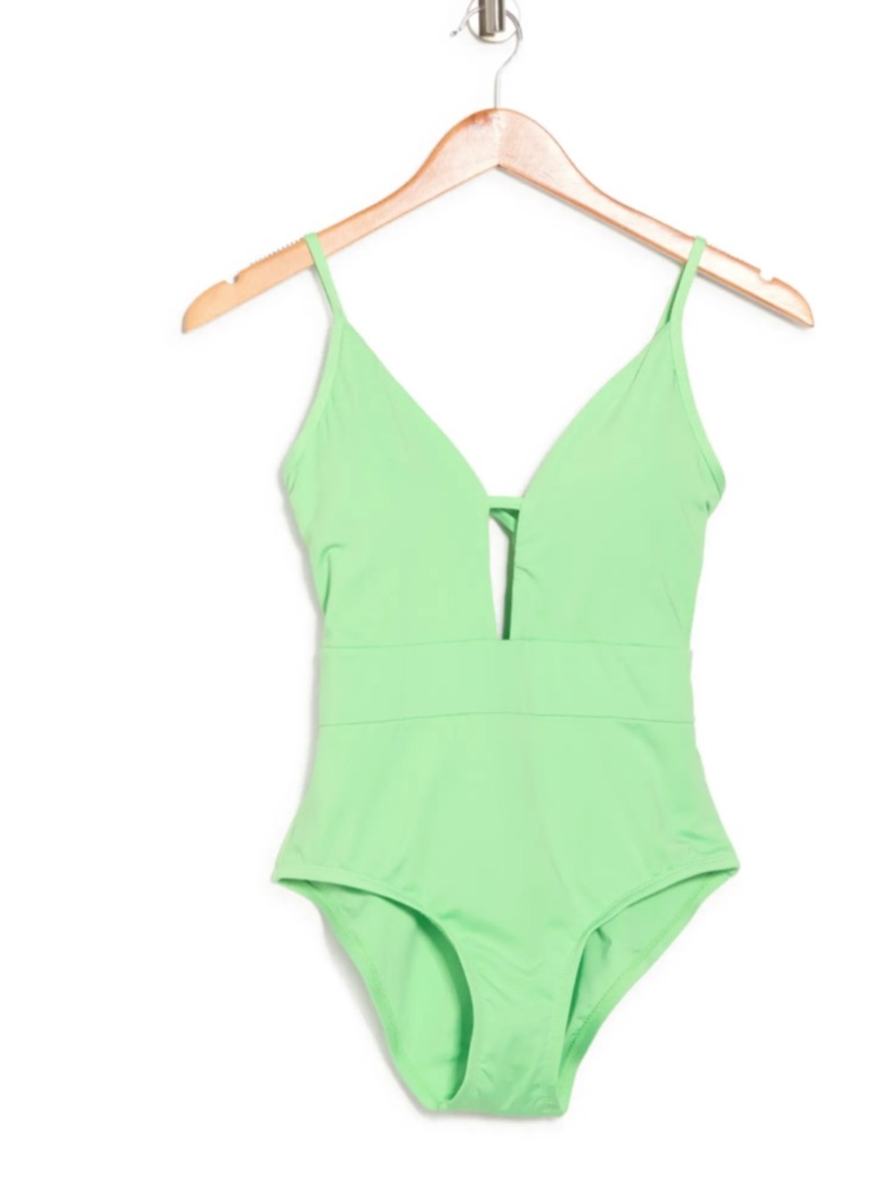 BECCA Color Code Plunge One-Piece Swimsuit MINT, Size Large